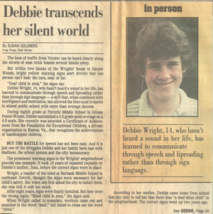 Article: Debbie transcends her silent world