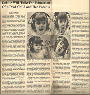 Article: Debbie Will Talk: The Education of a Deaf child and her parents
