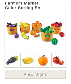 View word list of ASL signs for farmers market color sorting set