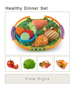 View word list of ASL signs for healthy dinner set